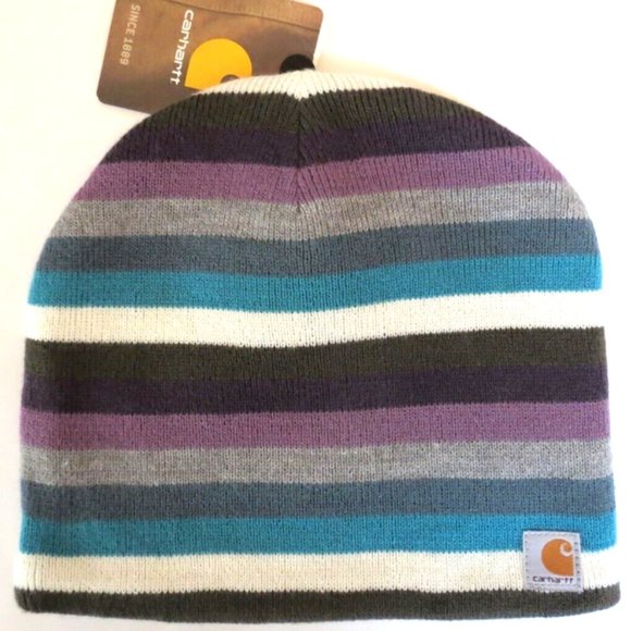 Carhartt Beanie Fleece Lined Purple & Teal Stripes main image 5